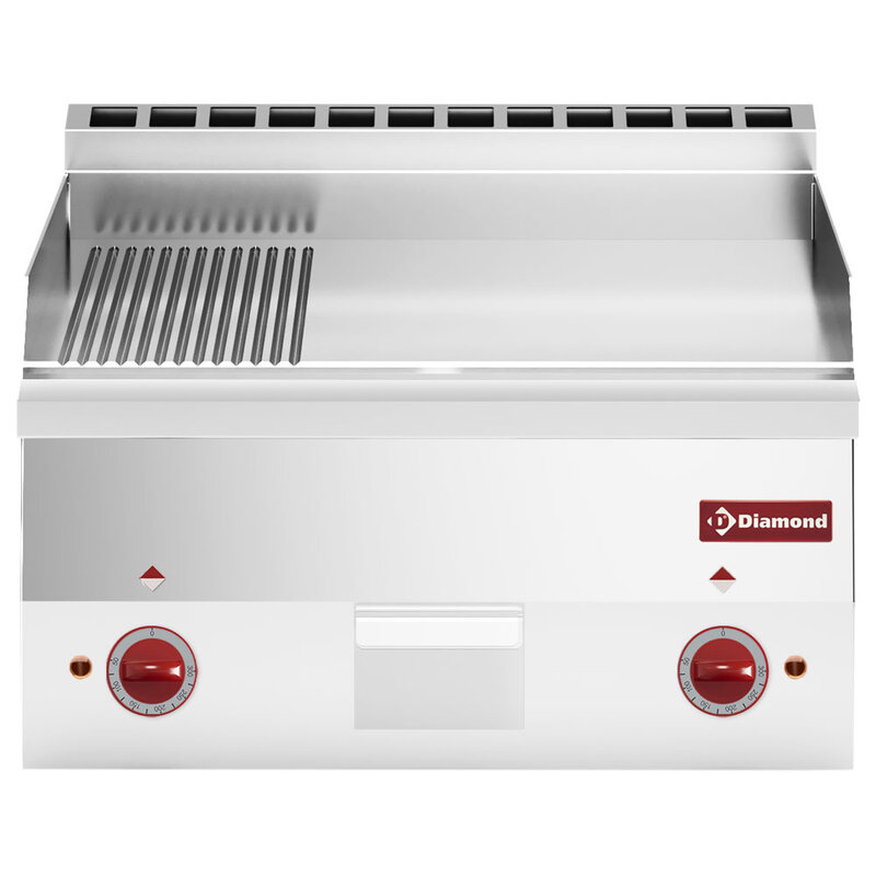 Elektrische Braadplaat, 2/3 Glad en 1/3 Gegroefd "chroom" -top-