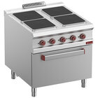 Elektrisch Fornuis Met 4 Vierkante Kookplaten op Elektrische GN 2/1 Oven