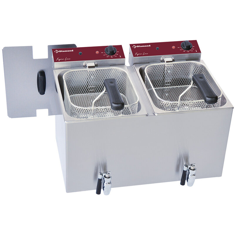 Elektrische Friteuse Tafelmodel 2x 8 Liter + Aftapkraan