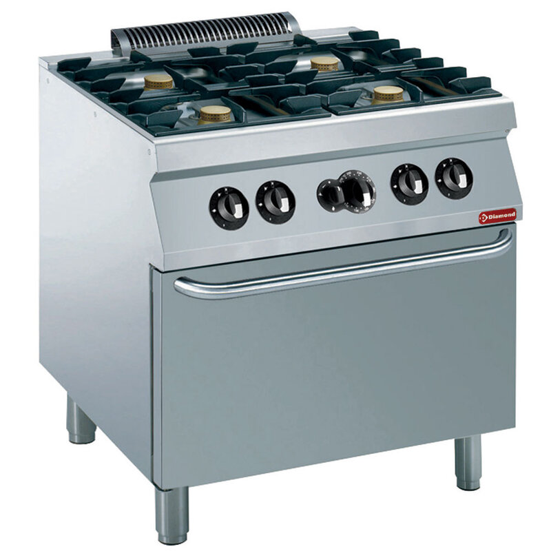 Fornuis 4 Vuren 5,5 Kw, Gas Oven GN 2/1