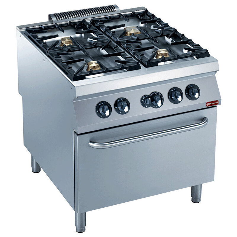 Gasfornuis 4 Branders, Gasoven GN 2/1