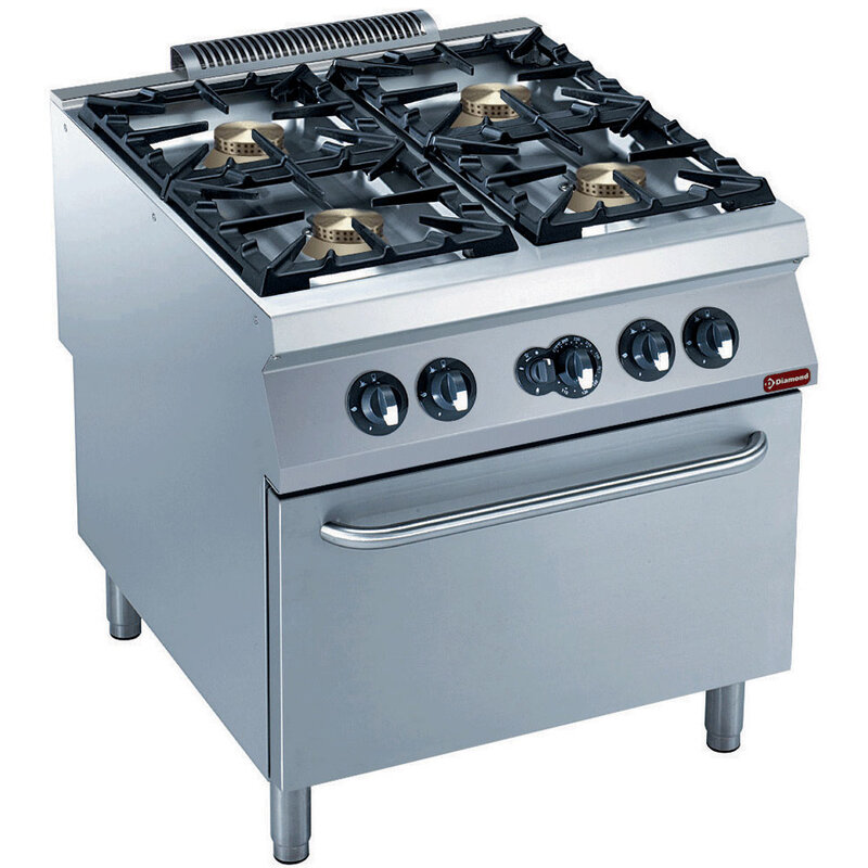 Gasfornuis 4 Branders, Gasoven GN 2/1 "powerful"