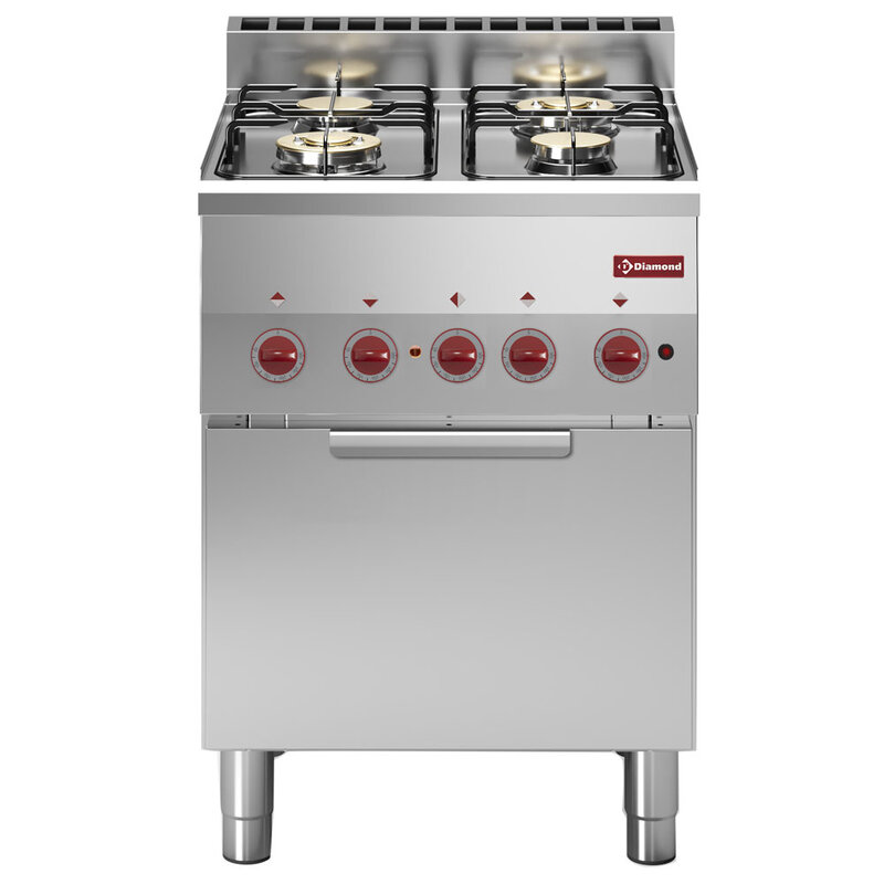 Gasfornuis 4 Branders en Elektrische Convectie-oven GN 2/3
