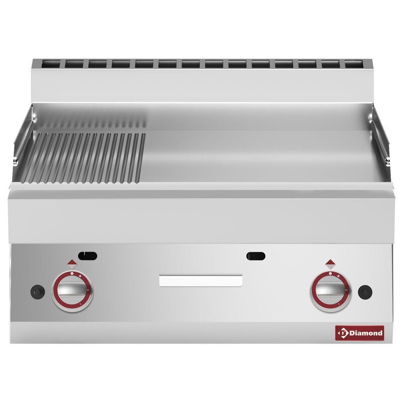 Bakplaat op Gas 2/3 Vlak, 1/3 Geribbeld -top-