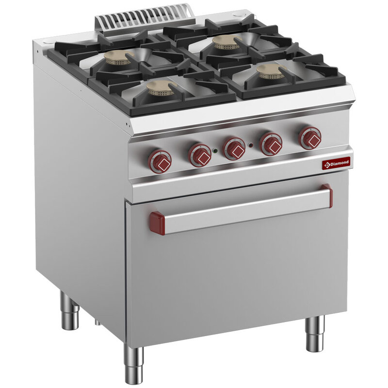 Gasfornuis 4 Gasbranders, Elektrische Oven GN 2/1