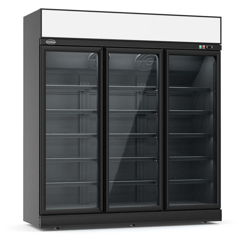 Koelkast 3 Glasdeuren Zwart Ins-1530r BL