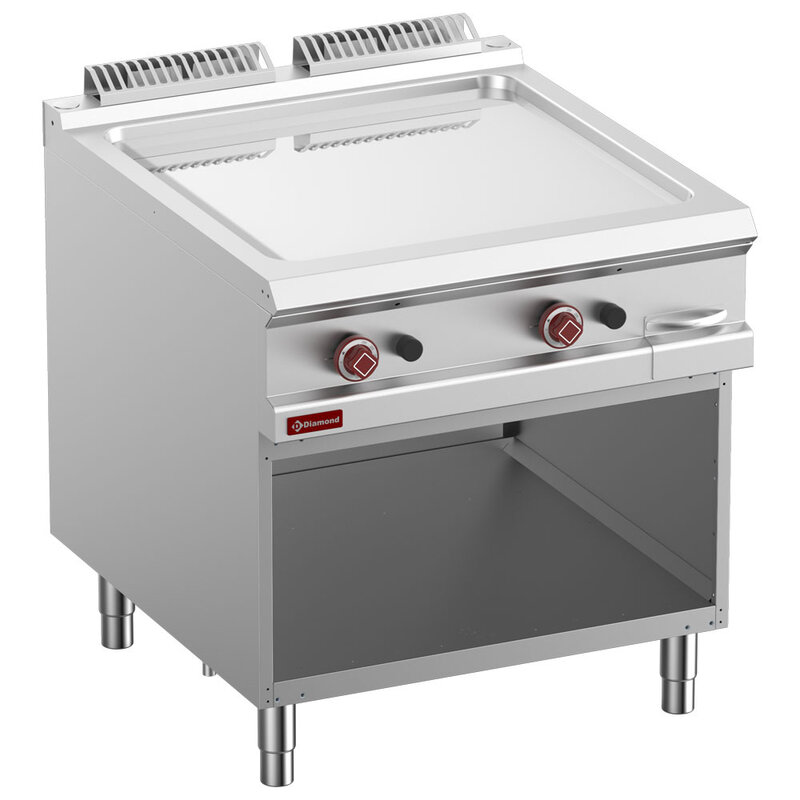 Vlakke Bakplaat op Gas, Verchroomde Module 1/1, op Open Kast.
