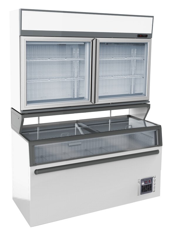 Wandvrieskast Wit 2 Glasdeuren