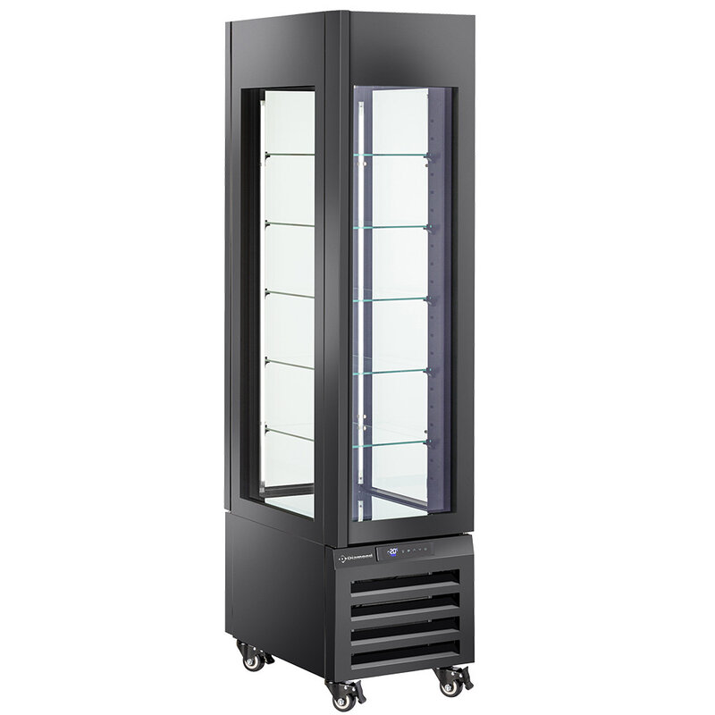 Full Vitrine 260 Lt., 5 Glazen Niveaus, Geventileerd - Pastry - Zwart