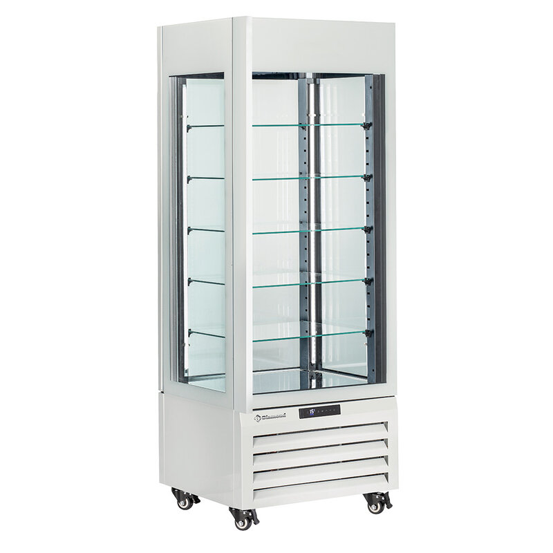 Full Glazen Vitrine" 440 Liter, 5 Glazen Niveaus, Geventileerd - Chocolate - Wit