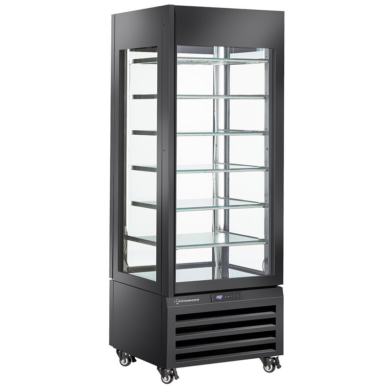 Full Glazen Vitrine" 440 Lt., 6 Glazen Niveaus, Statisch - Ice Cream - Zwart