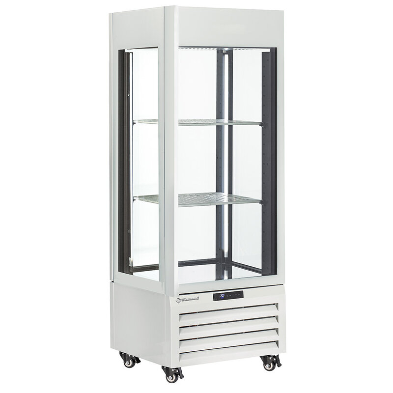 Full Glazen Vitrine" 440 Liter, 1 Niveau + 2 Planken, Geventileerd - Wine - Wit