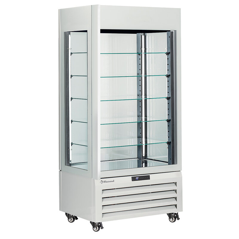 Full Glazen Vitrine" 600 Lt., 5 Glazen Niveaus, Geventileerd - Ice Cream & Pastry - Wit