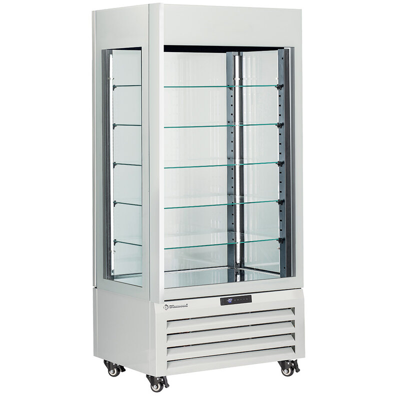 Full Vitrine 600 Lt., 5 Glazen Niveaus, Geventileerd -  Pastry - Wit