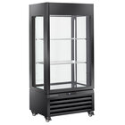 Full Glazen Vitrine" 600 Liter, 1 Niveau + 2 Planken, Geventileerd - Wine - Zwart