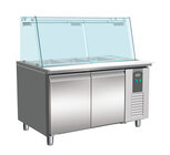 700 Koelwerkbank Glas Recht 2 Deuren  3X 1/1 + 3X 1/6 GN Pan