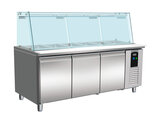 Koelwerkbank Glas Recht 3 Deuren  5X 1/1 GN Pan