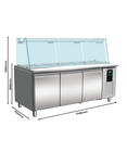 Koelwerkbank Glas Recht 3 Deuren  5X 1/1 GN Pan