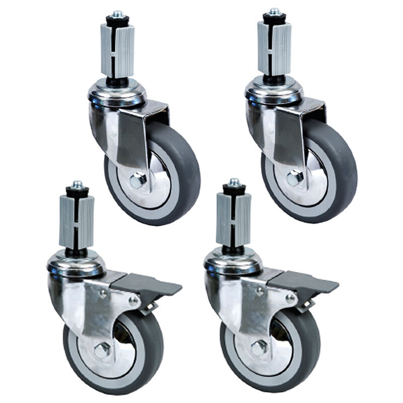 Set Van 4 Verchroomde Wielen Ø 100 (2 Met Rem) Voor Tafels