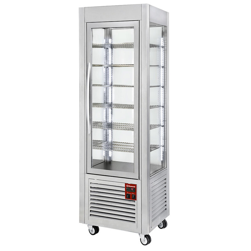 Panoramische Vitrine, 5 Roosters, Geventileerd, 360 Lt, Rvs