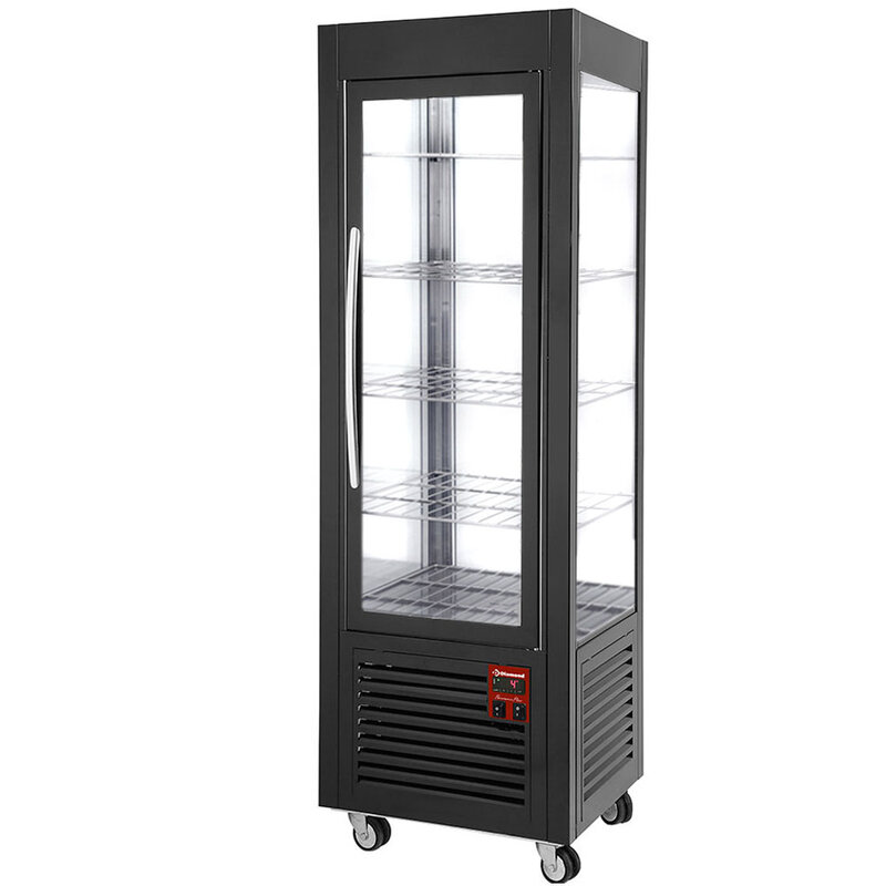 Panoramische Vitrine, 5 Roosters, 360 Lt, Zwart