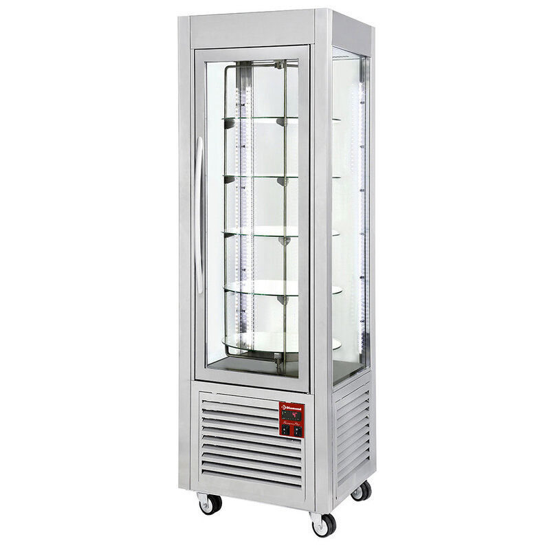 Panoramische Vitrine, 5 Draaiende Plateaus, 360 Lt, Rvs.