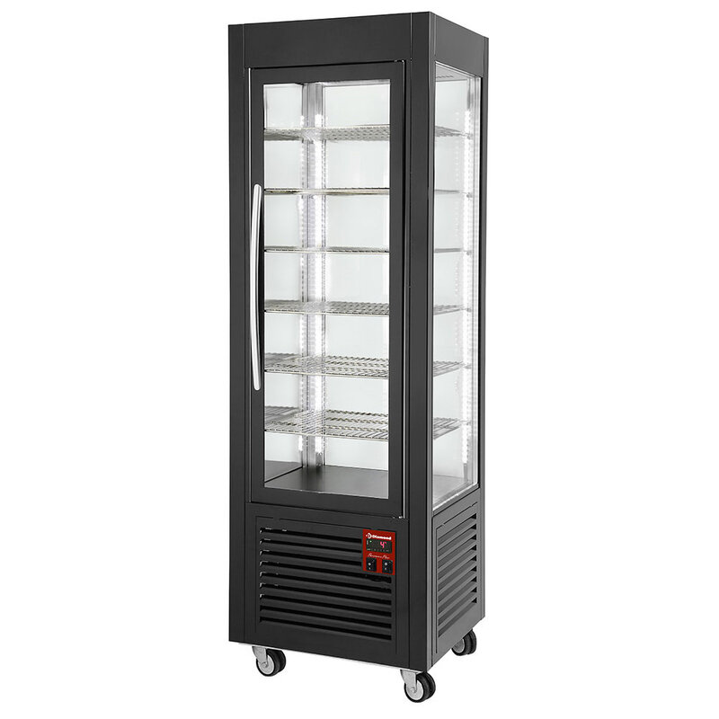 Panoramische Vitrine, 5 Niveaus, 360 Lt, Zwart