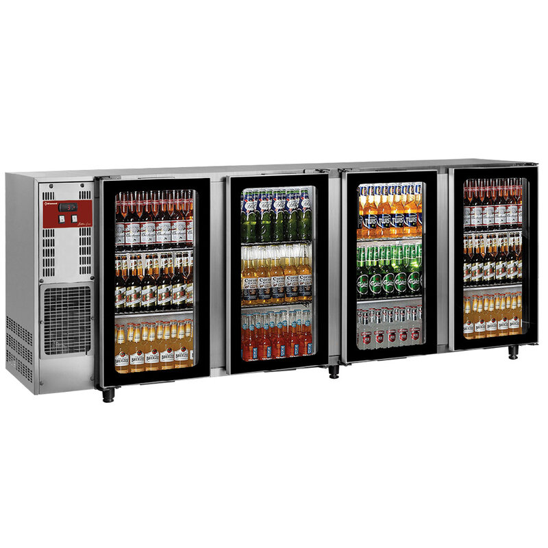 Flessenkoeler, Roestvrij Staal, 4 Glazen Deuren, 783 Liter