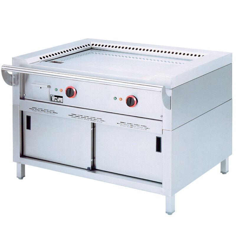 Elektrische "teppanyaki" Plaat, 2 Zones (2x 5,85 Kw), op Kast