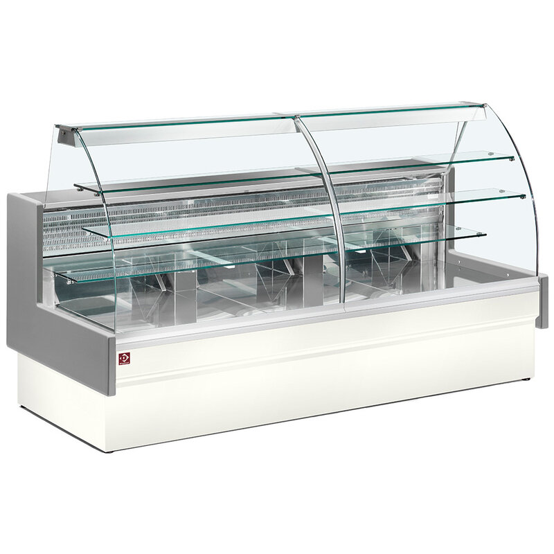 Gekoelde Vitrinetoonbank, Statisch, Ladensysteem, Zonder Reserve - Grijs/wit