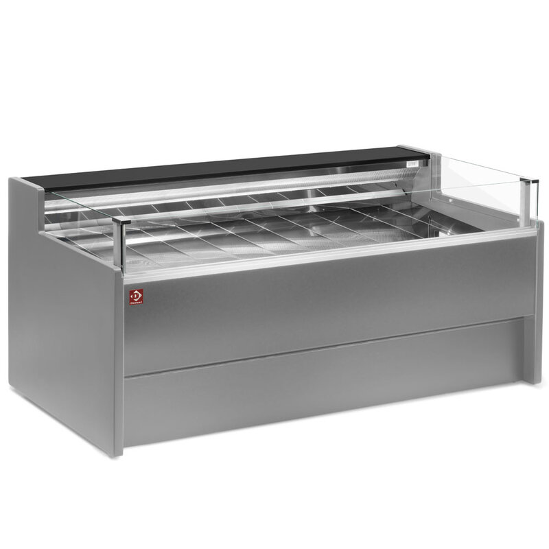 Gekoelde Toonbank Met Glas Self-service, Geventileerd, Met Reserve - Grijs