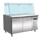 Bakkerskoelwerkbank Glas Recht 2 Deuren  4x 1/1 GN Pan