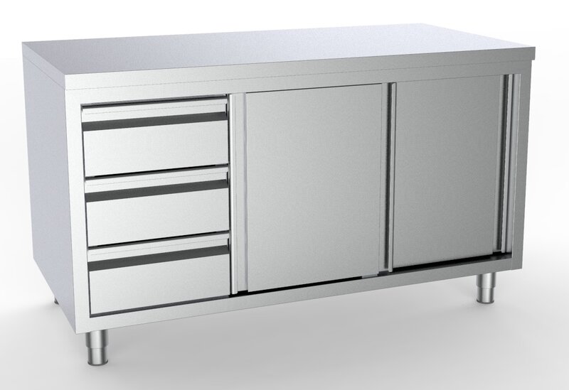 700 Werktafel Schuifdeuren Laden Links 1600