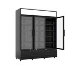 Koelkast 3 Glasdeuren Zwart Fcu-1200 BL