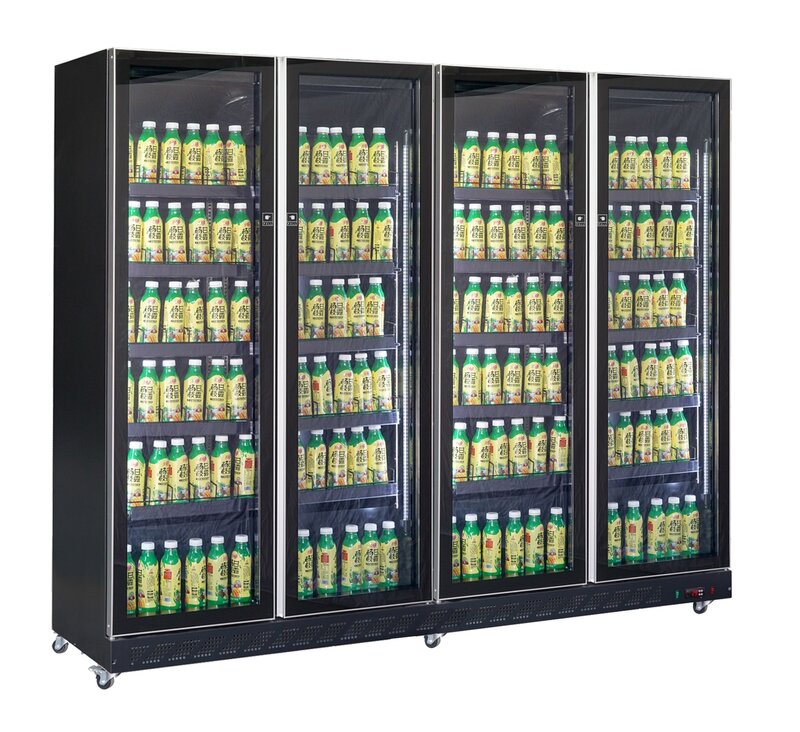 Koelkast 4 Glasdeuren Zwart