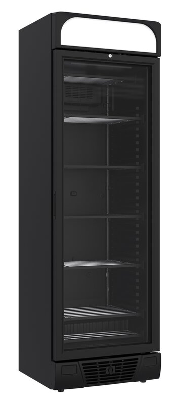 Vrieskast 1 Glasdeur Zwart 382l