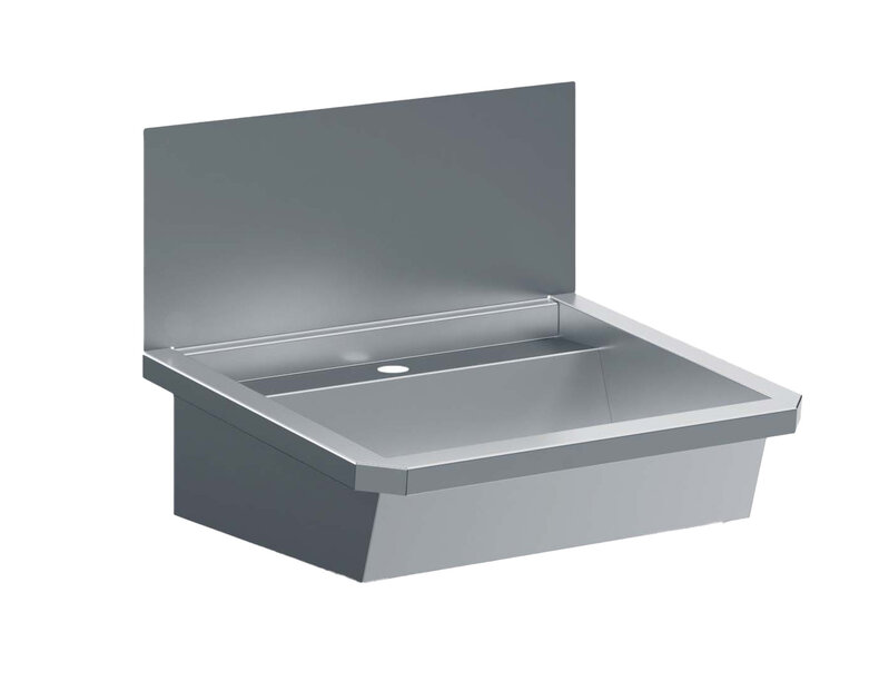 Rvs Wasbak 1 Kraan 600mm  Inclusief Afvoerplug EN Spatscherm, Exclusief Kraan