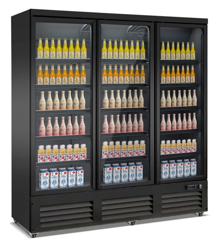 Koelkast 3 Glasdeuren Zwart Ceb-1600r BL