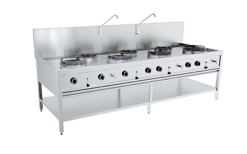 Gas Woktafel 4x17kw + 3x9kw
