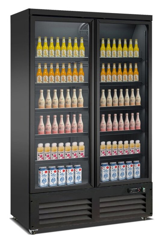 Vrieskast 2 Glasdeuren Zwart Ceb-1200f BL