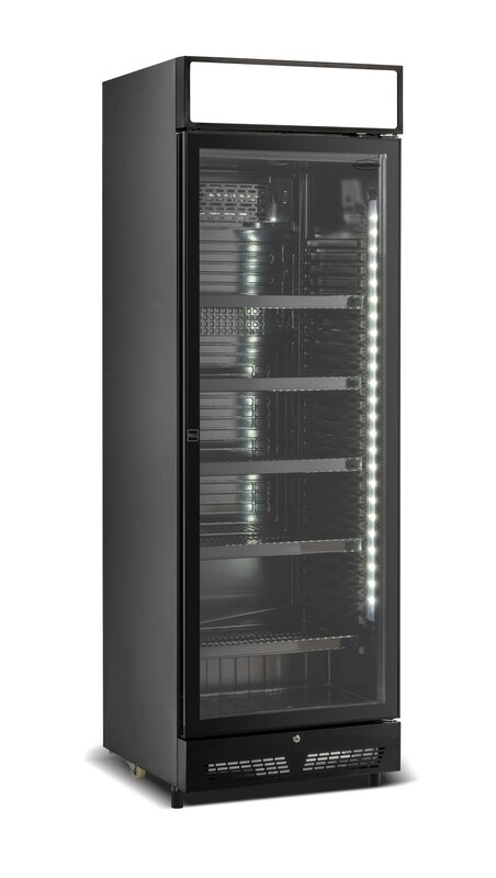 Drankenkoelkast 1 Glasdeur Zwart Met Lichtbak Sve-450 Blc