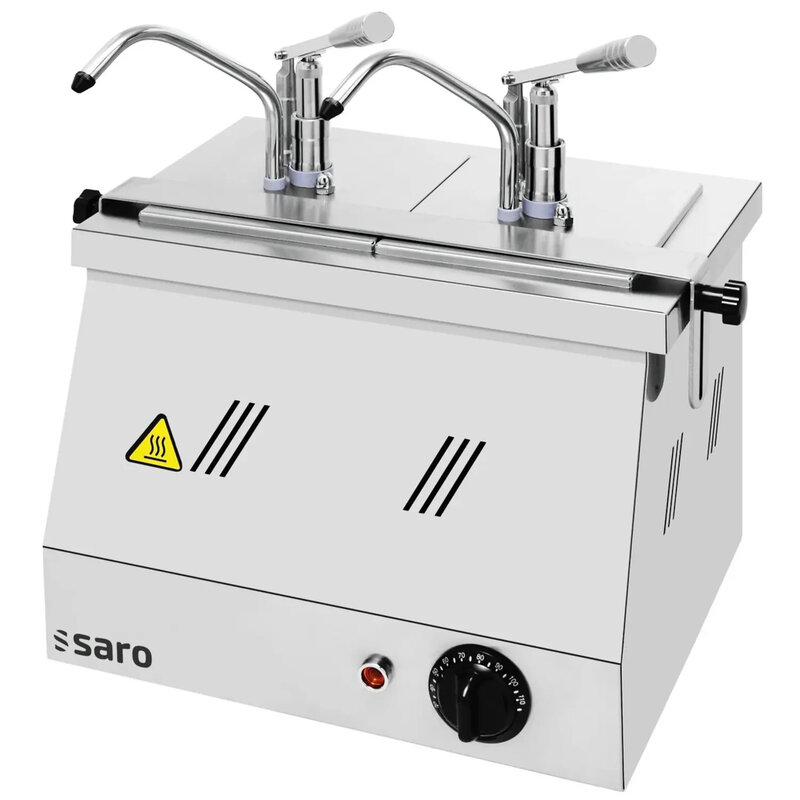 Verwarmde Sausdispenser | Rvs | 2x 1/6 GN (2x 3l) | 30°c/90°c | Portie 35ml | 0.9kw (230v) | 400x290x510(h)mm