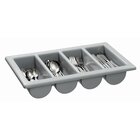 Bestekbak Polypropyleen Grijs | 1/1 GN | 4 Vakken | 530x325x100(h)mm