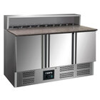 Pizzawerkbank | 400l | 3 Deuren (1/1 Gn) | Boven 8x 1/6 GN | +2°c/+8°c | Geventileerd | 0.23kw | 1368x700x880/1090(h)mm