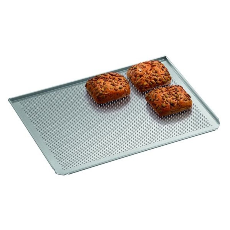 Bakplaat | Geperforeerd Aluminium | 3-zijdige Rand | 433x333x10(h)mm