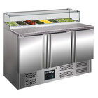 Pizzawerkbank | 444l | 3 Deuren (1/1 Gn) | Boven 8x 1/6 GN | +2°c/+8°c | Geventileerd | 0.23kw | 1368x700x880/1180(h)mm