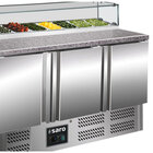 Pizzawerkbank | 444l | 3 Deuren (1/1 Gn) | Boven 8x 1/6 GN | +2°c/+8°c | Geventileerd | 0.23kw | 1368x700x880/1180(h)mm