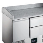Pizzawerkbank | 368l | 2 Deuren + 2 Laden (1/1 Gn) | +2°c/+8°c | Statisch + Ventilator | Wielen (geremd) | 1400x700x866/1016(h)mm