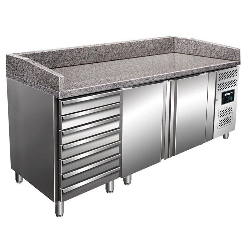 Pizzawerkbank | 428l | 2 Deuren + 7 Deegladen (en600x400) | +2°c/+8°c | Geforceerd | 2025x800x920/1040(h)mm