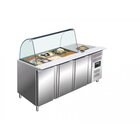 Saladette GN 3100 Tns Met Glazenopbouw | 3 Deuren | Statisch | 1795x700x1365(h)mm
